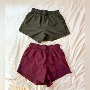 Pink/Green Low Rise Running Shorts With Pockets. Size 4-6.